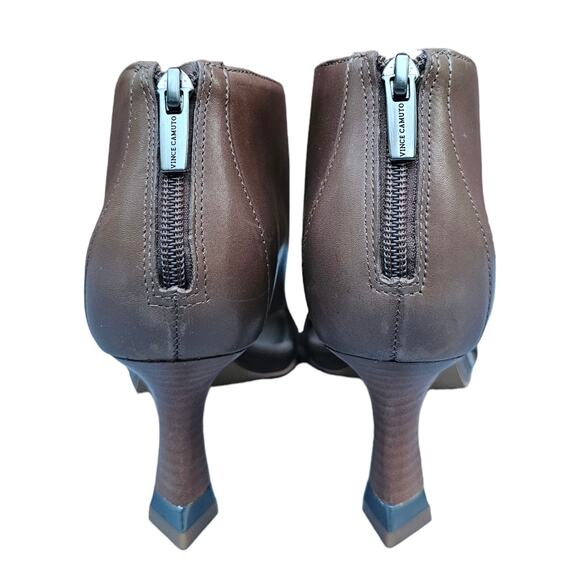 Square Toe Ankle Bootie Brown Leather Vince Camuto Jesilia Split Vamp Size 7.5 - Picture 5 of 12